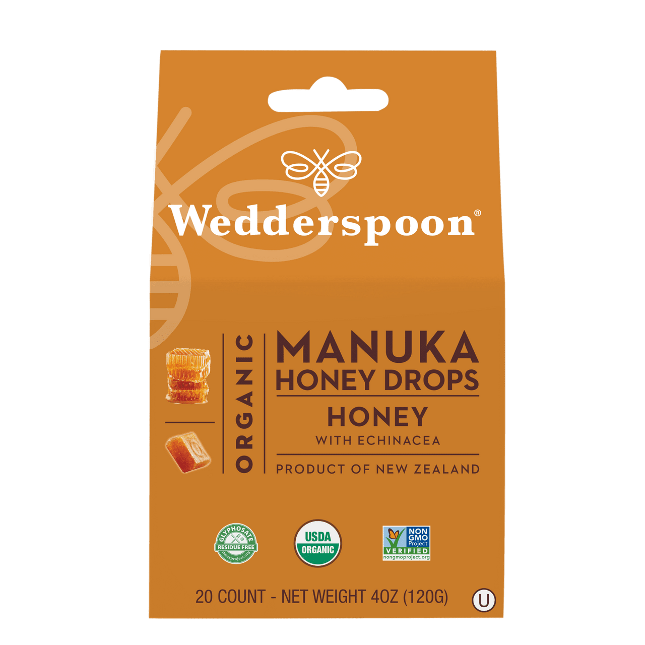 Wedderspoon Organic Manuka Honey Drops, Honey with Echinacea, 4 Oz